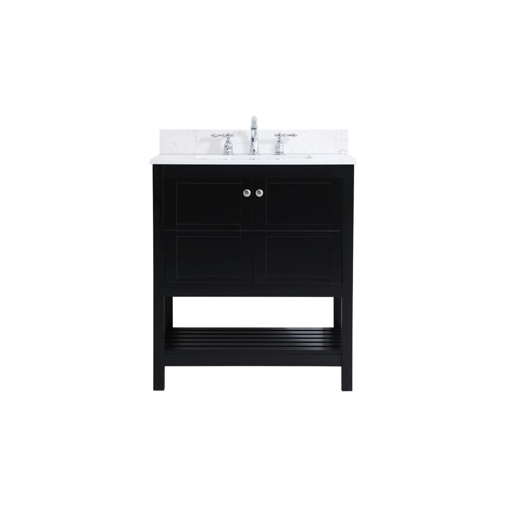 30 inch Single Bathroom Vanity in Black with Backsplash. Picture 1