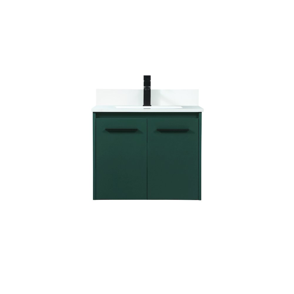 24 Inch Single Bathroom Vanity In Green With Backsplash. Picture 1