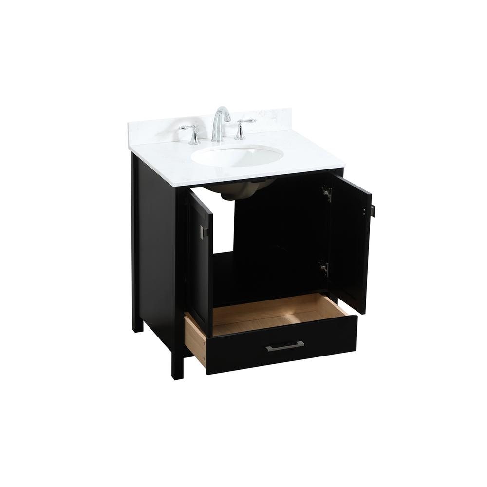 30 inch Single bathroom vanity in black with backsplash. Picture 9
