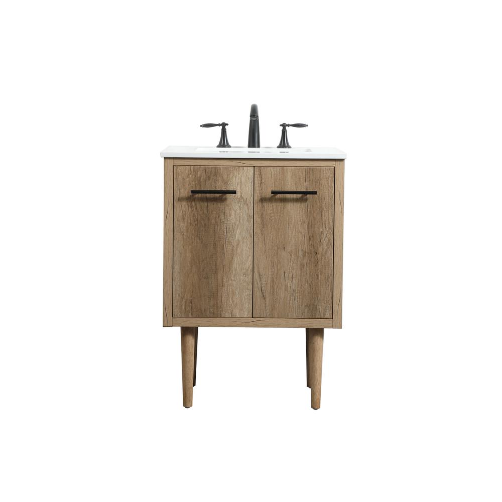 24 inch Single bathroom vanity in natural oak. Picture 1
