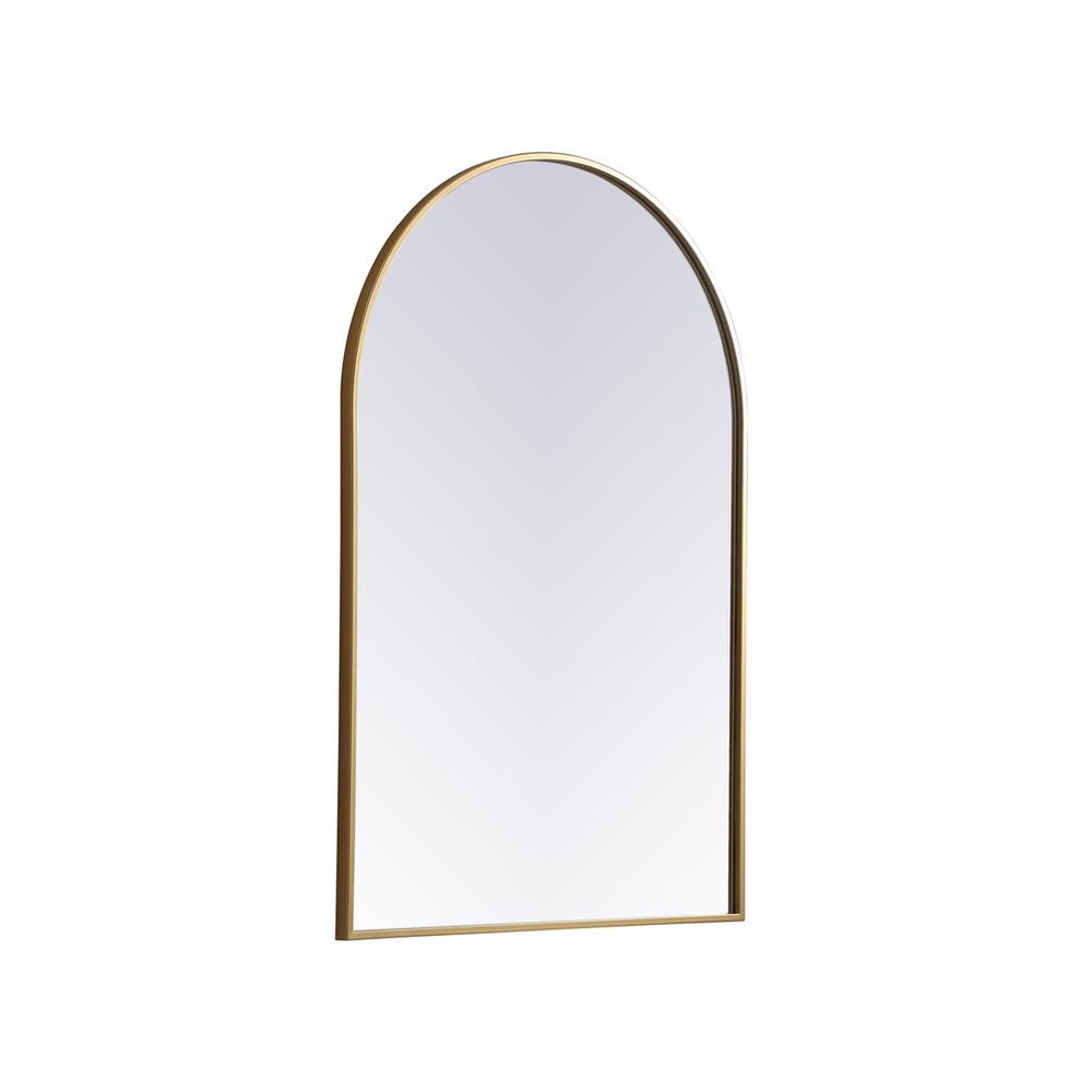 Metal Frame Arch Mirror 27x40 Inch in Brass. Picture 7
