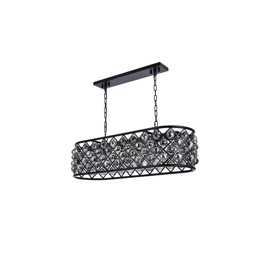 Madison 6 light Matte Black Chandelier Silver Shade (Grey) Royal Cut Crystal. Picture 6