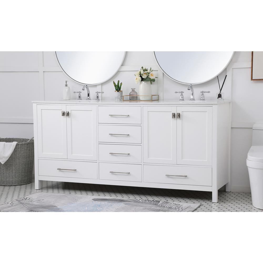 72 inch Double Bathroom Vanity in White. Picture 2