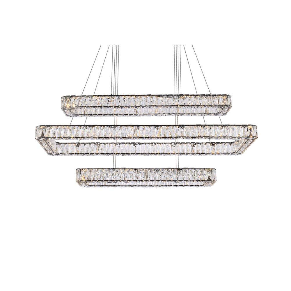 Monroe 50 inch LED triple rectangle pendant in black. Picture 2