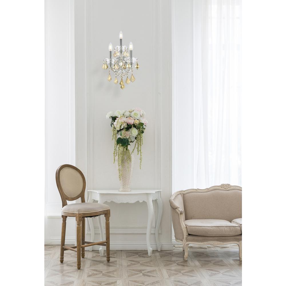 Maria Theresa 3 light Chrome Wall Sconce Golden Teak (Smoky) Royal Cut Crystal. Picture 6