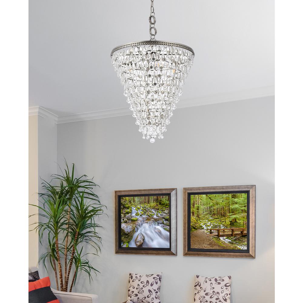 Nordic 7 light antique silver Chandelier Clear Royal Cut Crystal. Picture 8