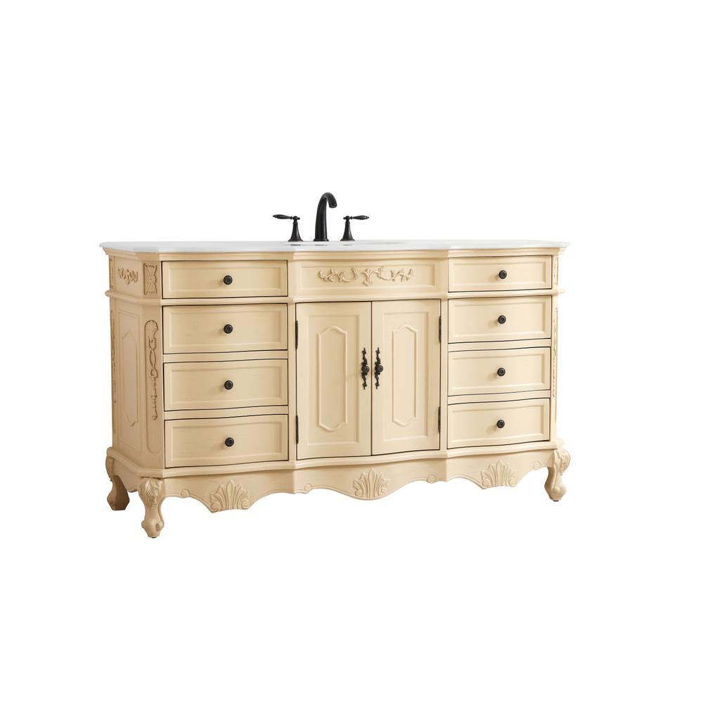60 inch Single Bathroom vanity in Light Antique Beige. Picture 7