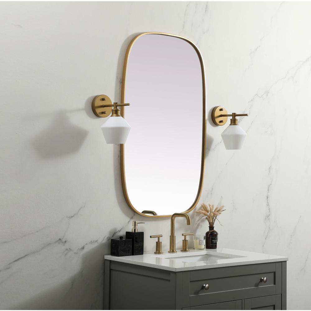 Metal Frame Oval Mirror 24x40 Inch in Brass. Picture 2