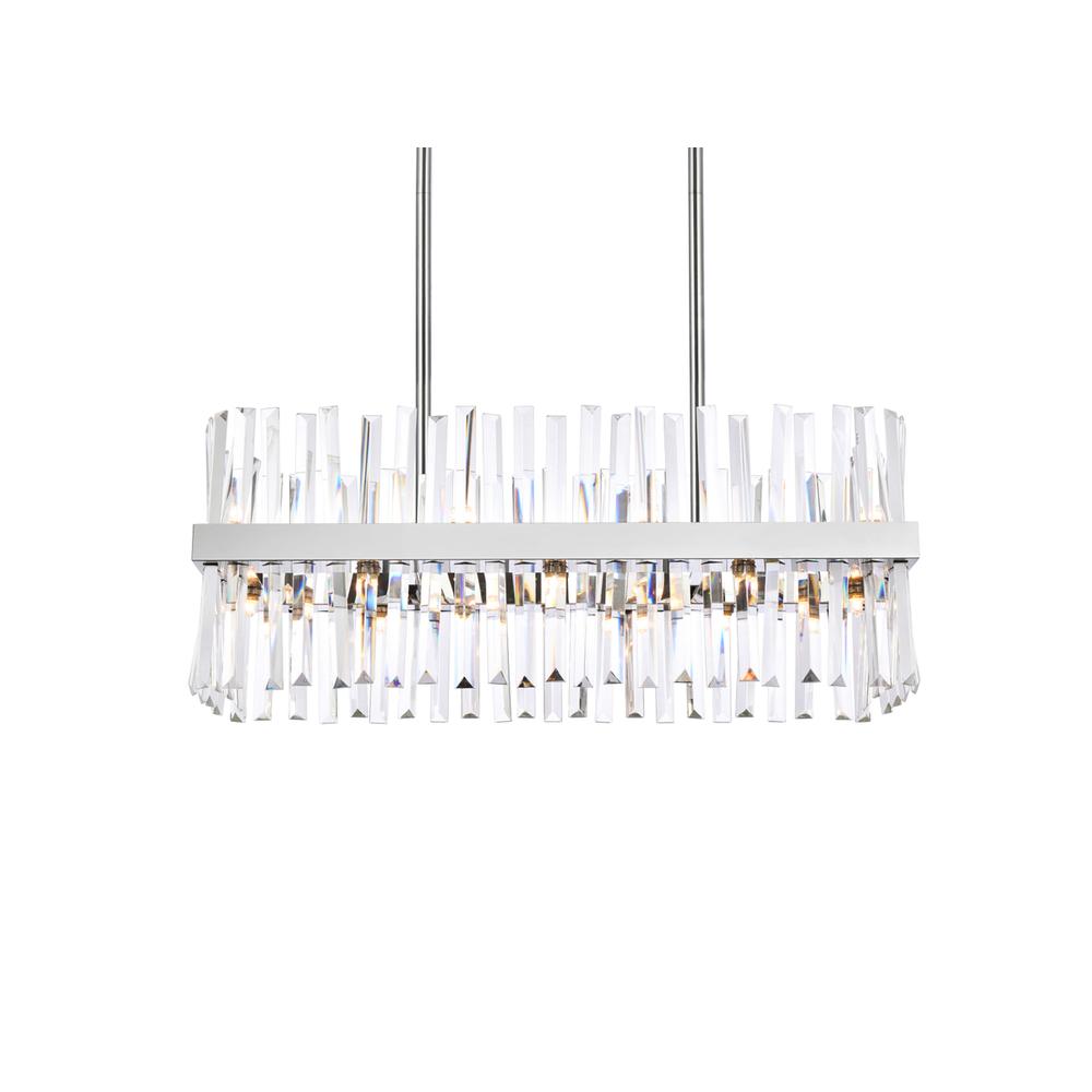 Serephina 30 inch crystal rectangle chandelier light in chrome. Picture 2