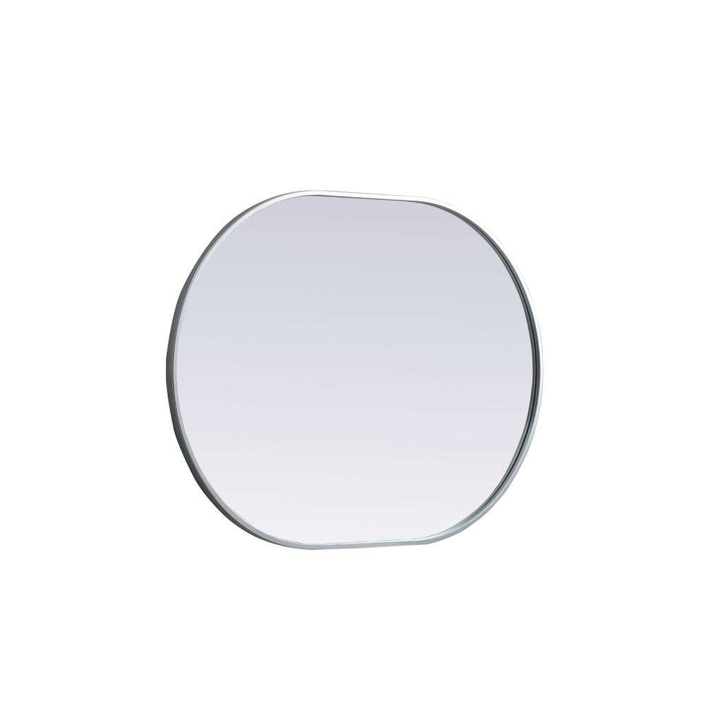 Metal Frame Oval Mirror 27x36 Inch in Silver. Picture 9