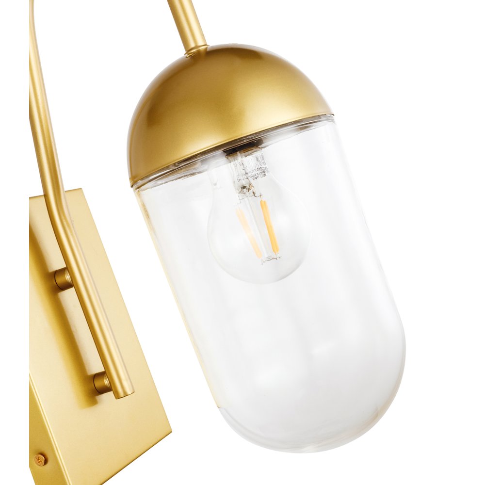Kace 1 Light Brass And Clear Glass Wall Sconce. Picture 12