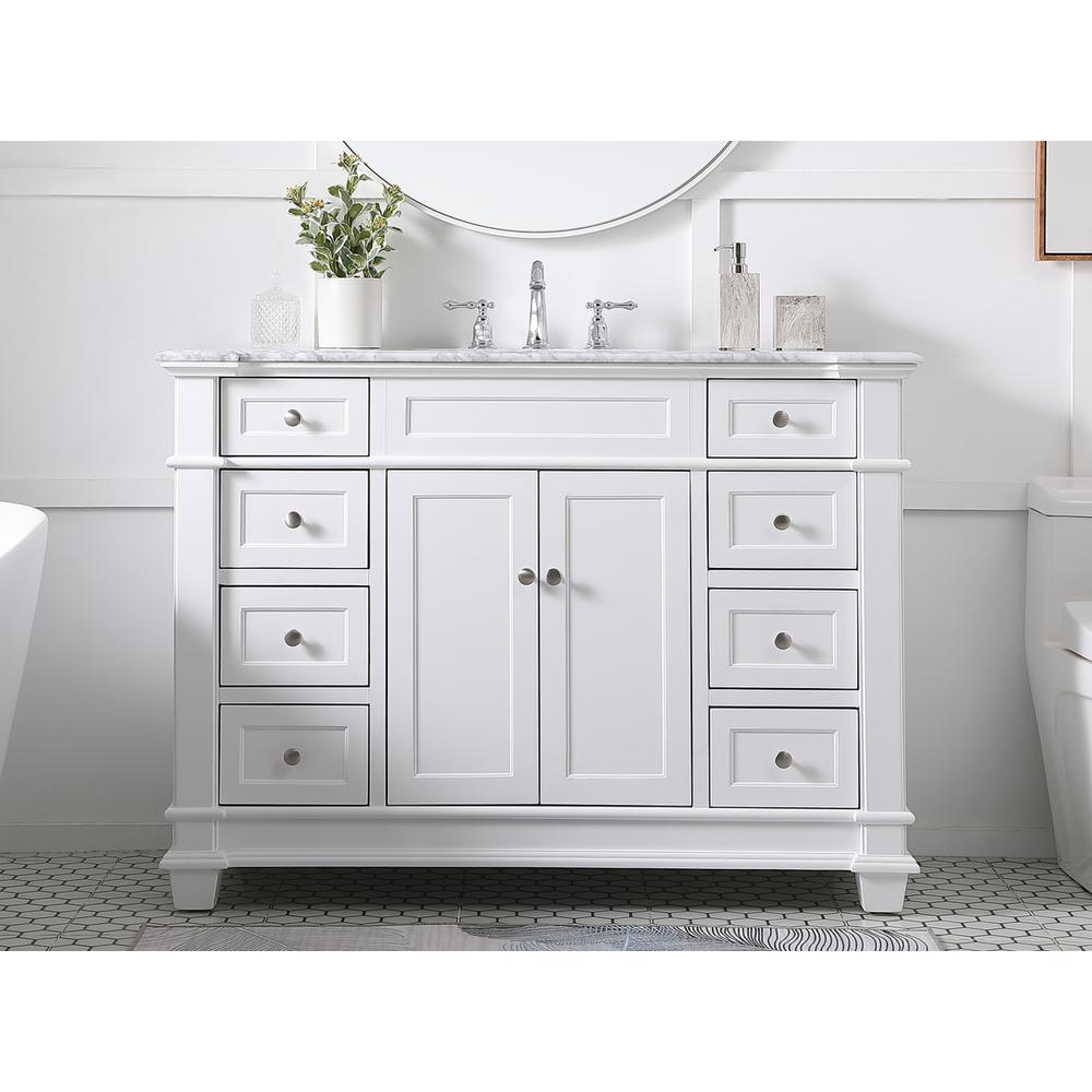 48 inch Single Bathroom Vanity set in White. Picture 14