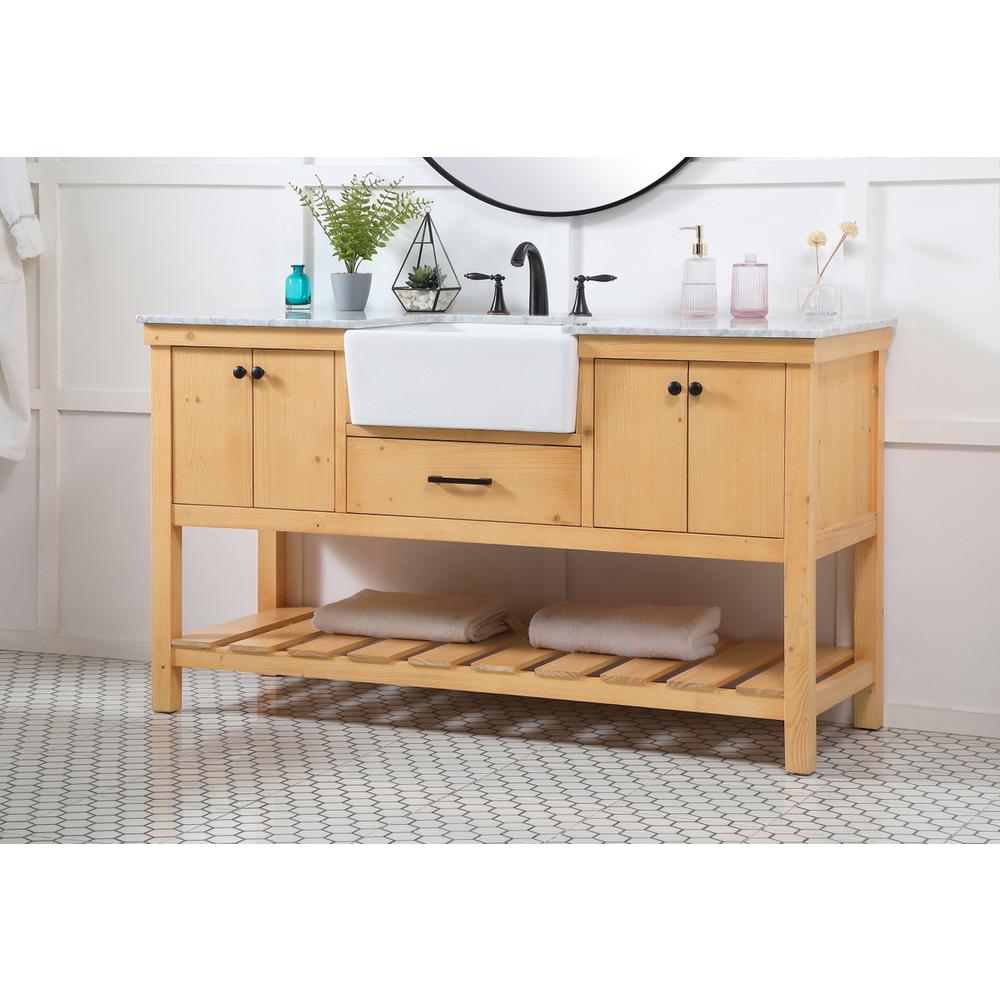 60 inch Single bathroom vanity in natural wood. Picture 2