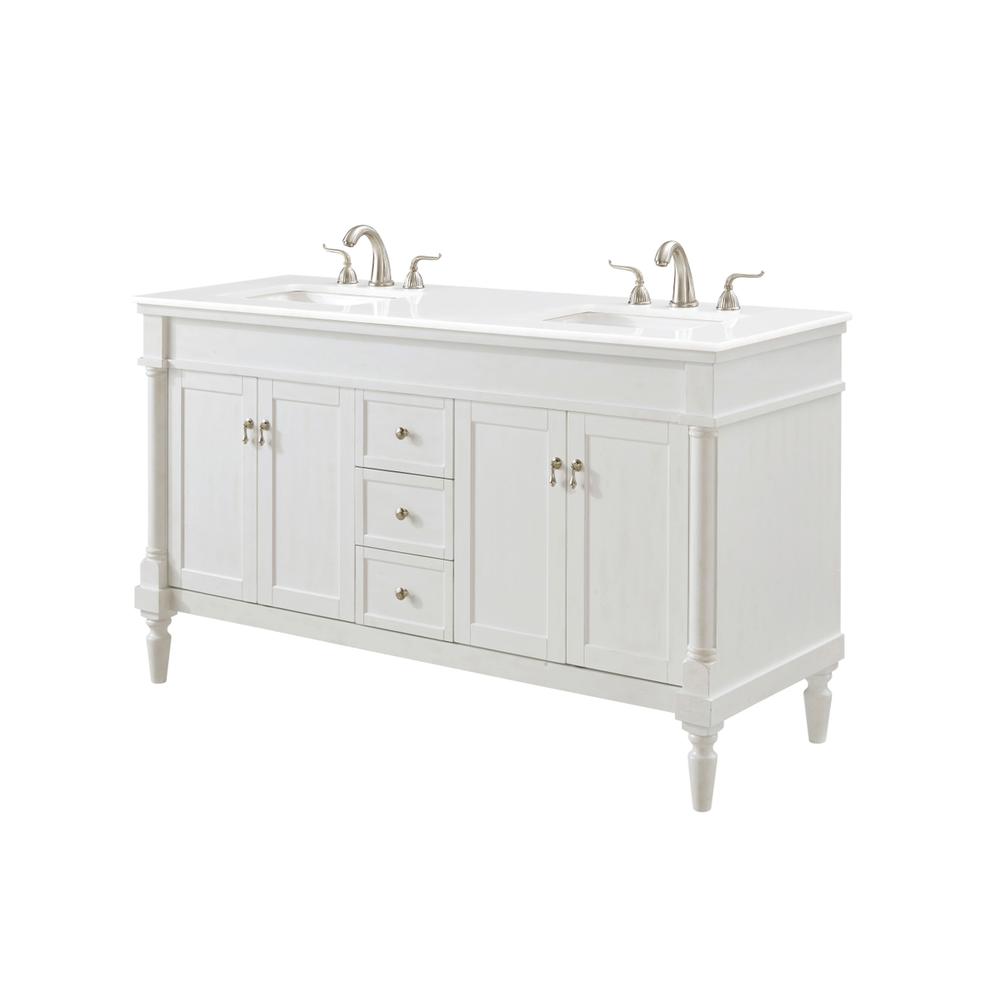 60 inch Single Bathroom vanity in Antique White. Picture 2