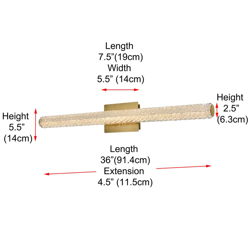 Bowen 36 inch Adjustable LED Wall Sconce in Satin Gold. Picture 9