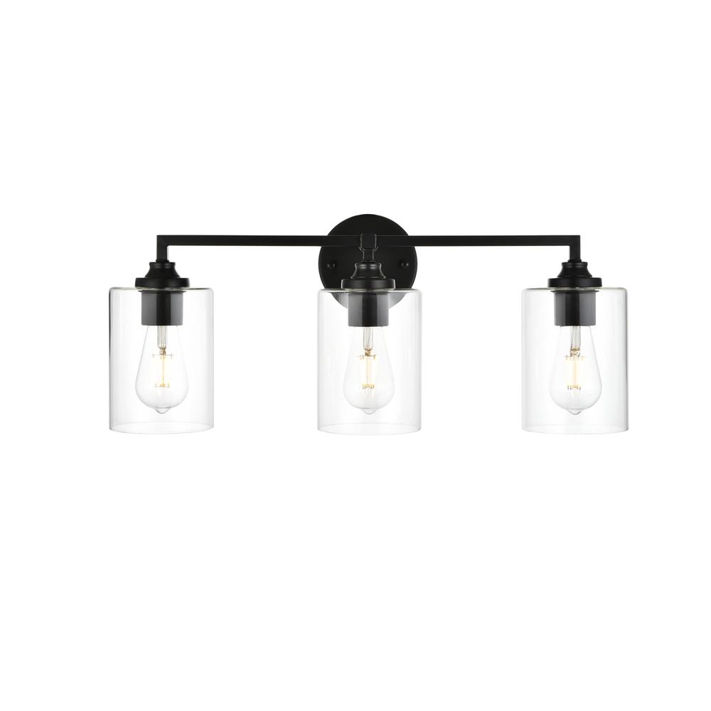Mayson 3 light Black and Clear Bath Sconce. Picture 1