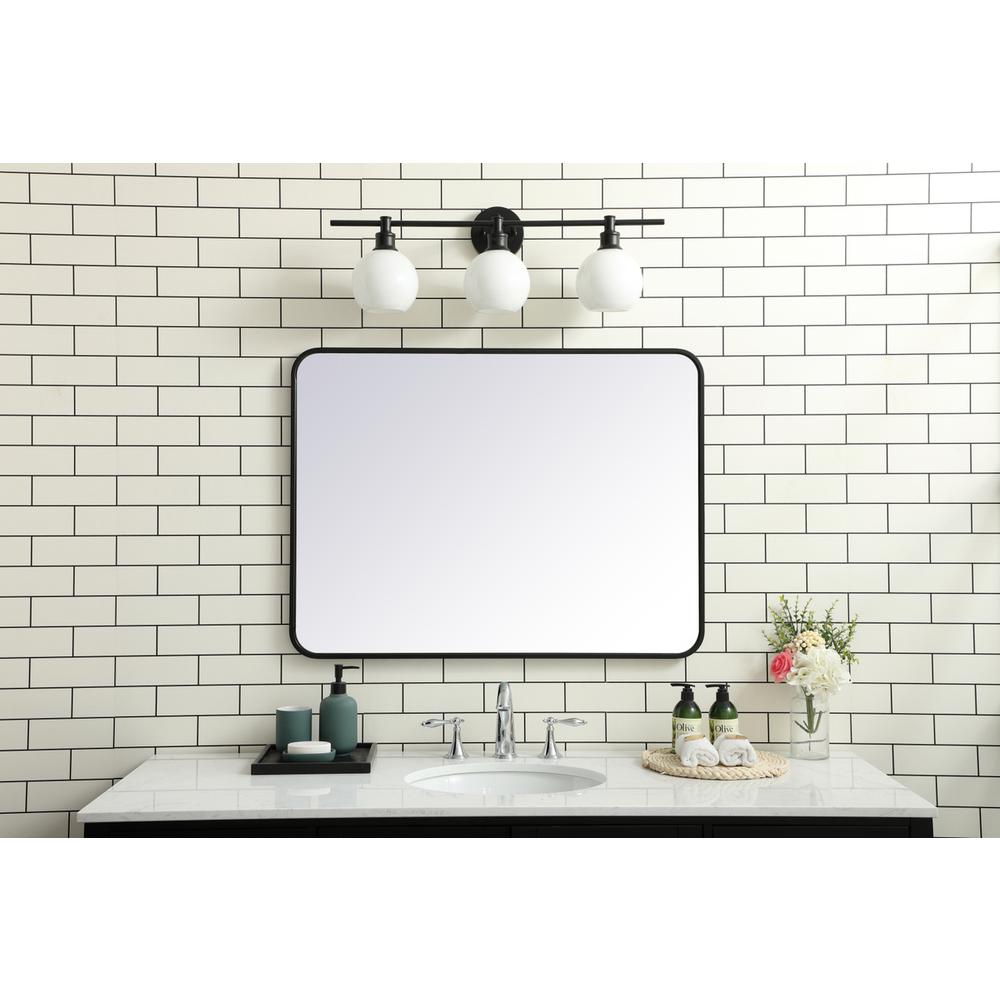 Soft corner metal rectangular mirror 27x36 inch in Black. Picture 9
