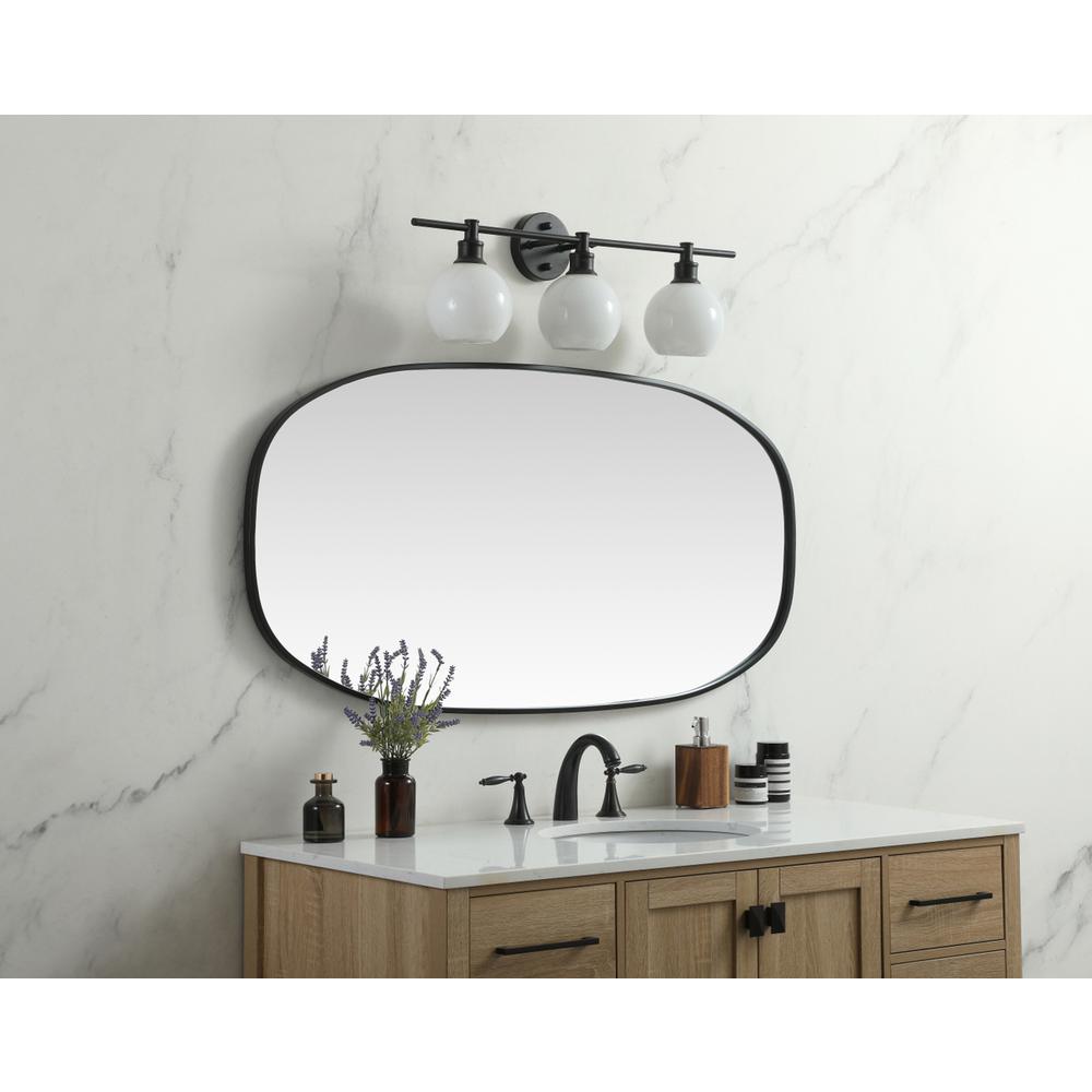 Metal Frame Oval Mirror 24x48 Inch in Black. Picture 2