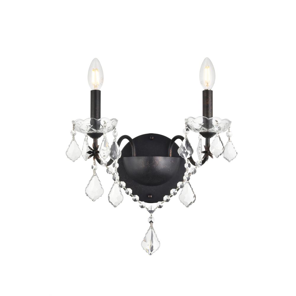 St. Francis 2 light Dark Bronze Wall Sconce Clear Royal Cut Crystal. Picture 1