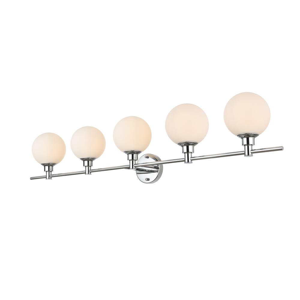 Cordelia 5 light Chrome and frosted white Bath Sconce. Picture 2