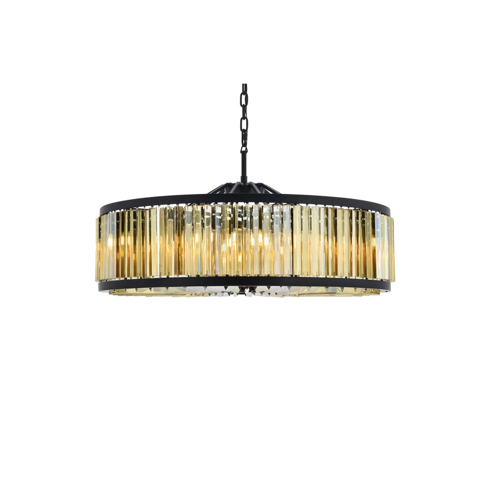 Chelsea 10 light Matte Black Chandelier Golden Teak (Smoky) Royal Cut Crystal. Picture 2