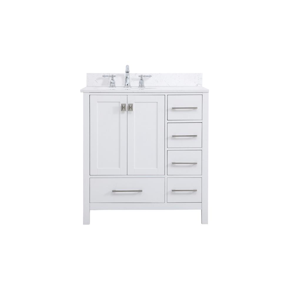 32 inch Single Bathroom Vanity in White with Backsplash. Picture 1