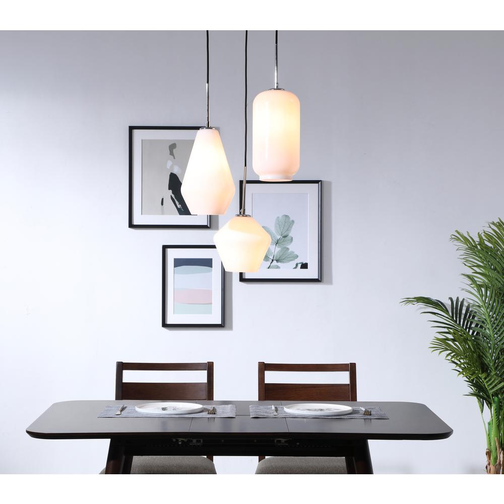Gene 3 light Chrome and Frosted white glass pendant. Picture 14