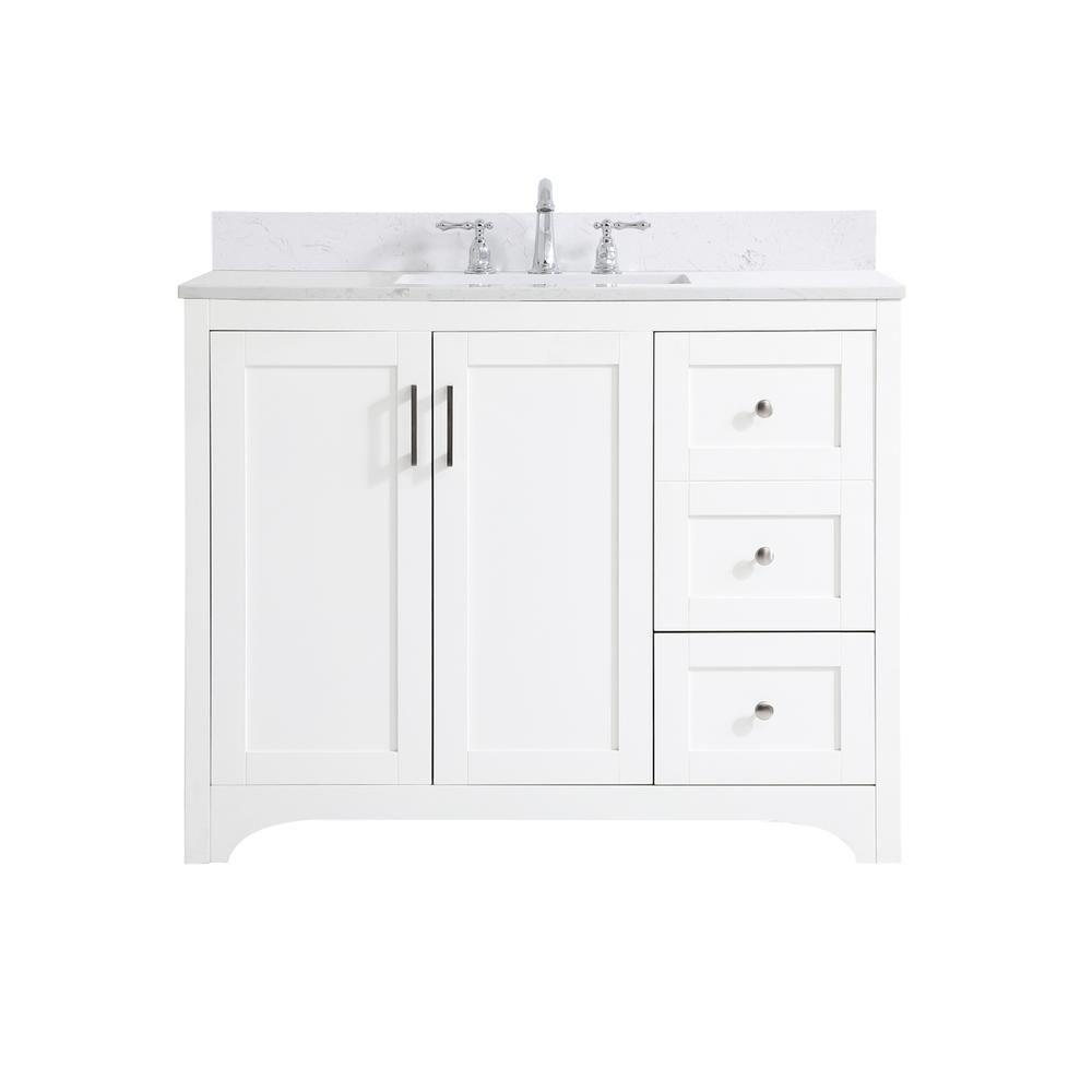 42 inch Single Bathroom Vanity in White with Backsplash. Picture 1