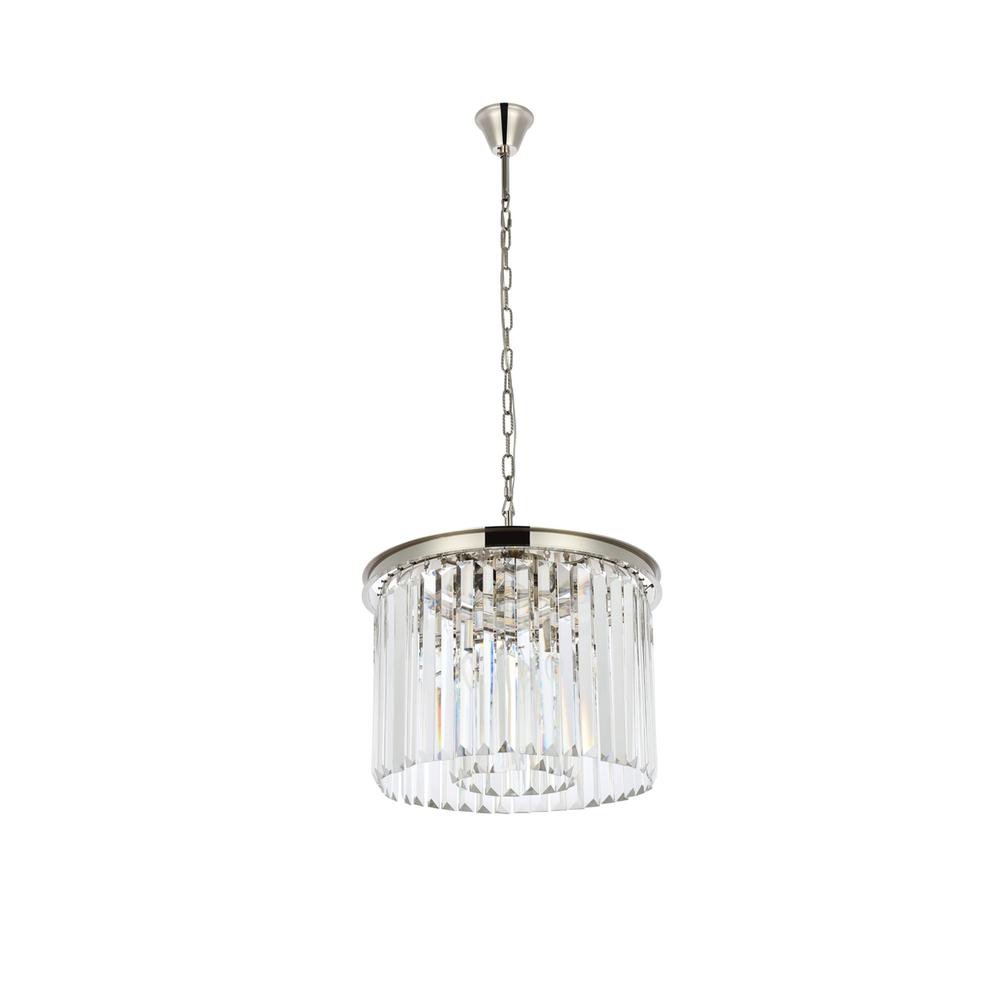 Sydney 6 light polished nickel Pendant Clear Royal Cut Crystal. Picture 6