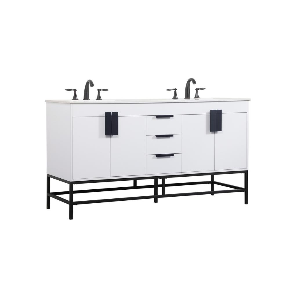 60 inch double bathroom vanity in white. Picture 7
