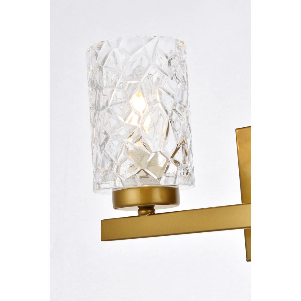 Cassie 2 lights bath sconce in brass with clear shade. Picture 4