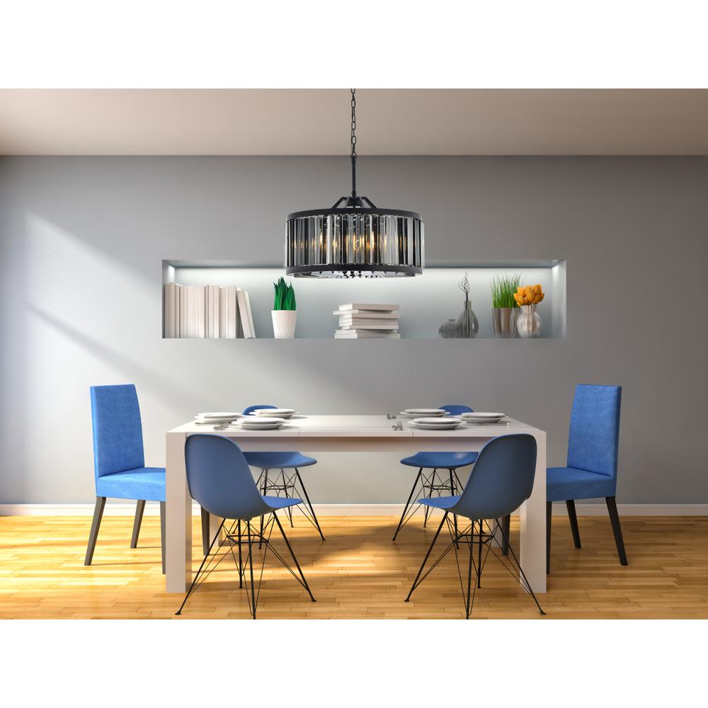 Chelsea 8 light Matte Black Chandelier Silver Shade (Grey) Royal Cut Crystal. Picture 7