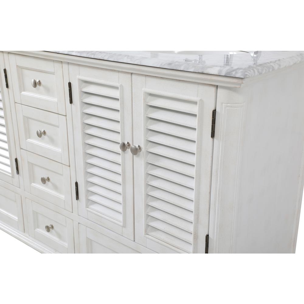 60 inch Double Bathroom Vanity in Antique White. Picture 11