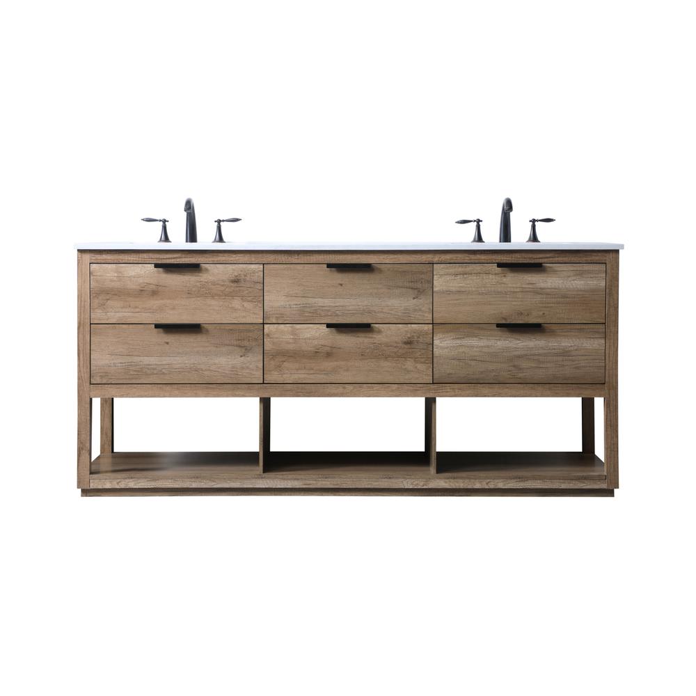 72 Inch Double Bathroom Vanity In Natural Oak. Picture 1