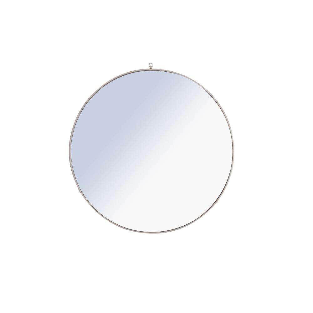 Metal frame Round Mirror with decorative hook 48 inch Silver finish. Picture 1