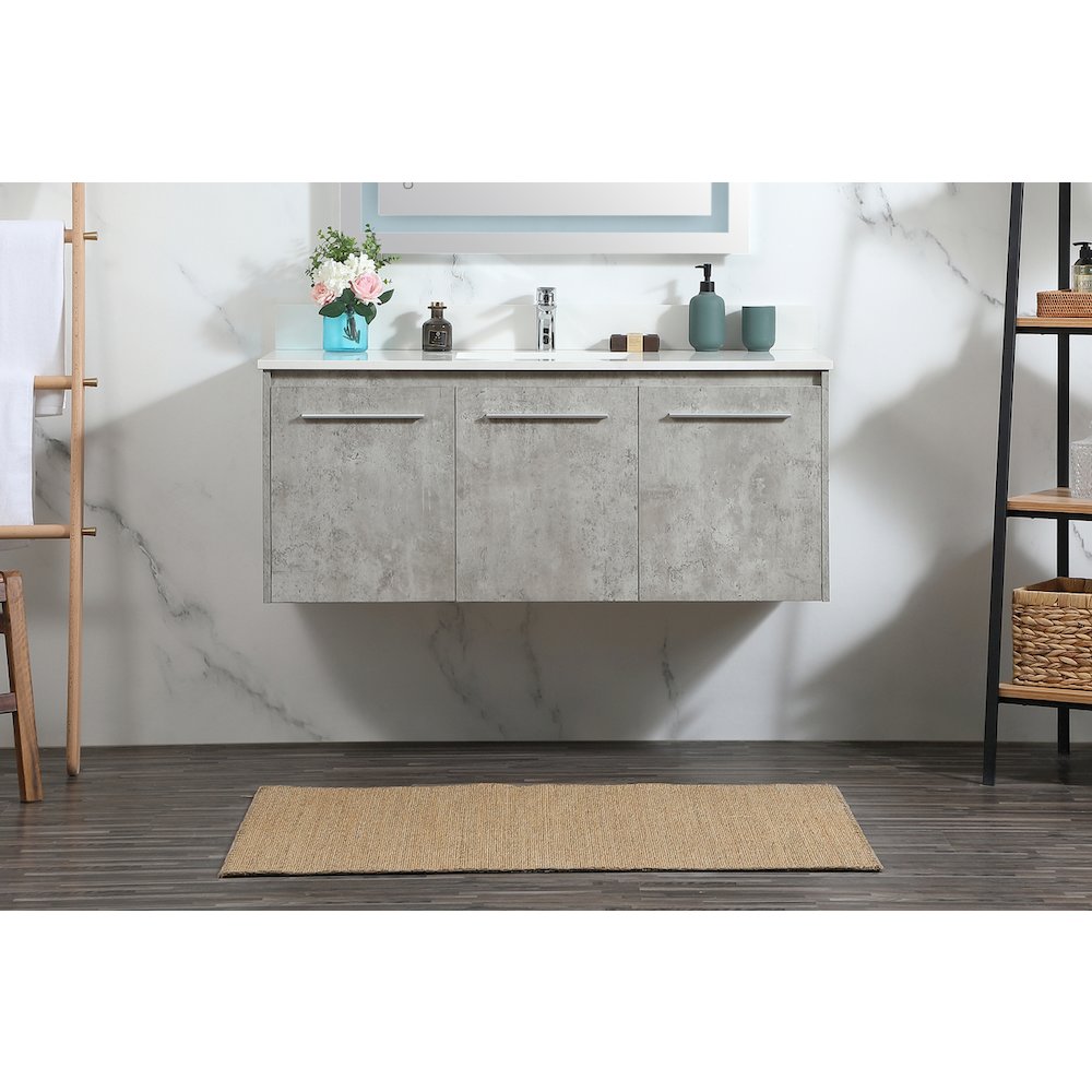 48 Inch Single Bathroom Vanity In Concrete Grey With Backsplash. Picture 2