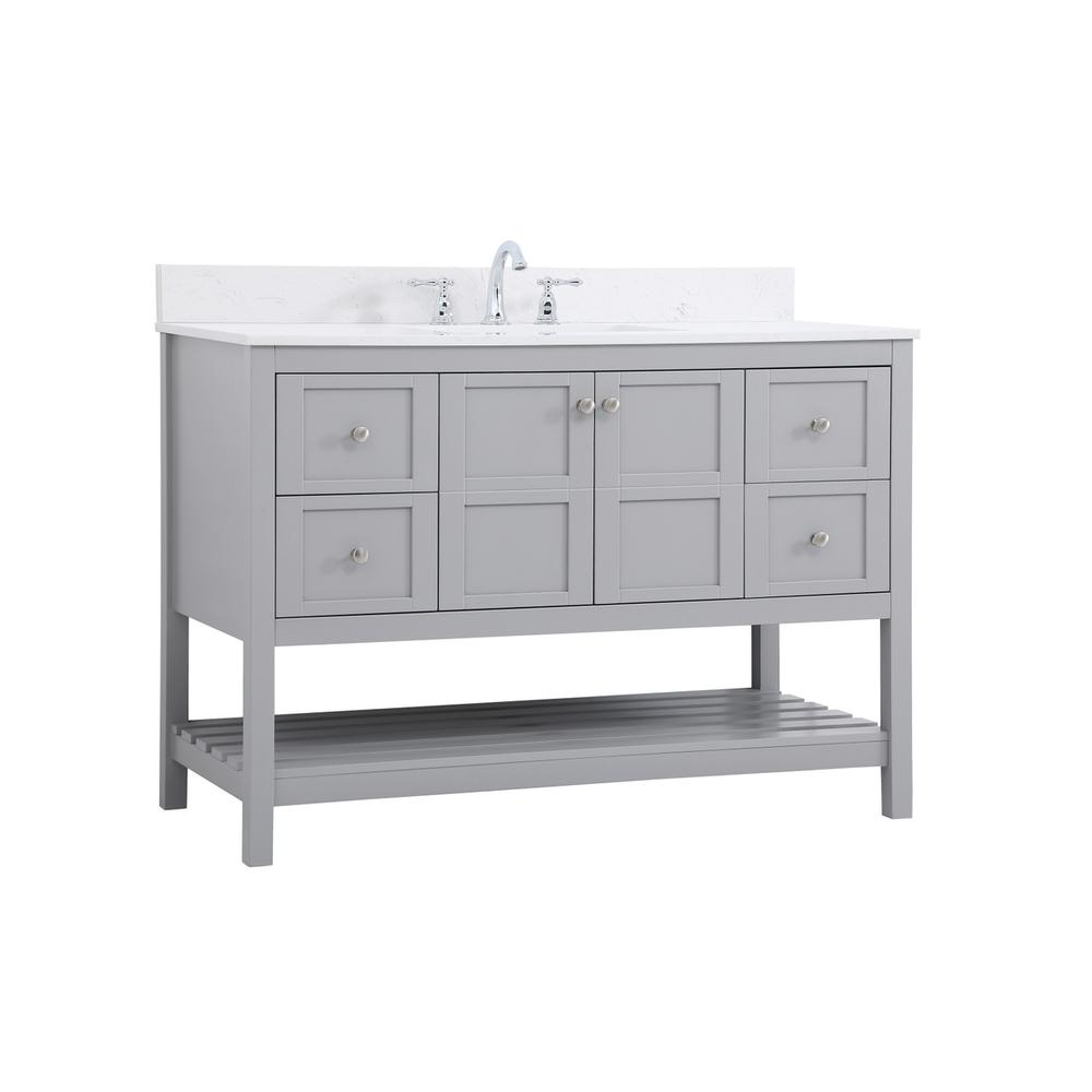 48 inch Single Bathroom Vanity in Gray with Backsplash. Picture 7