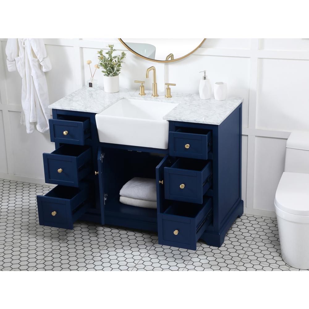 48 inch Single bathroom vanity in blue. Picture 3