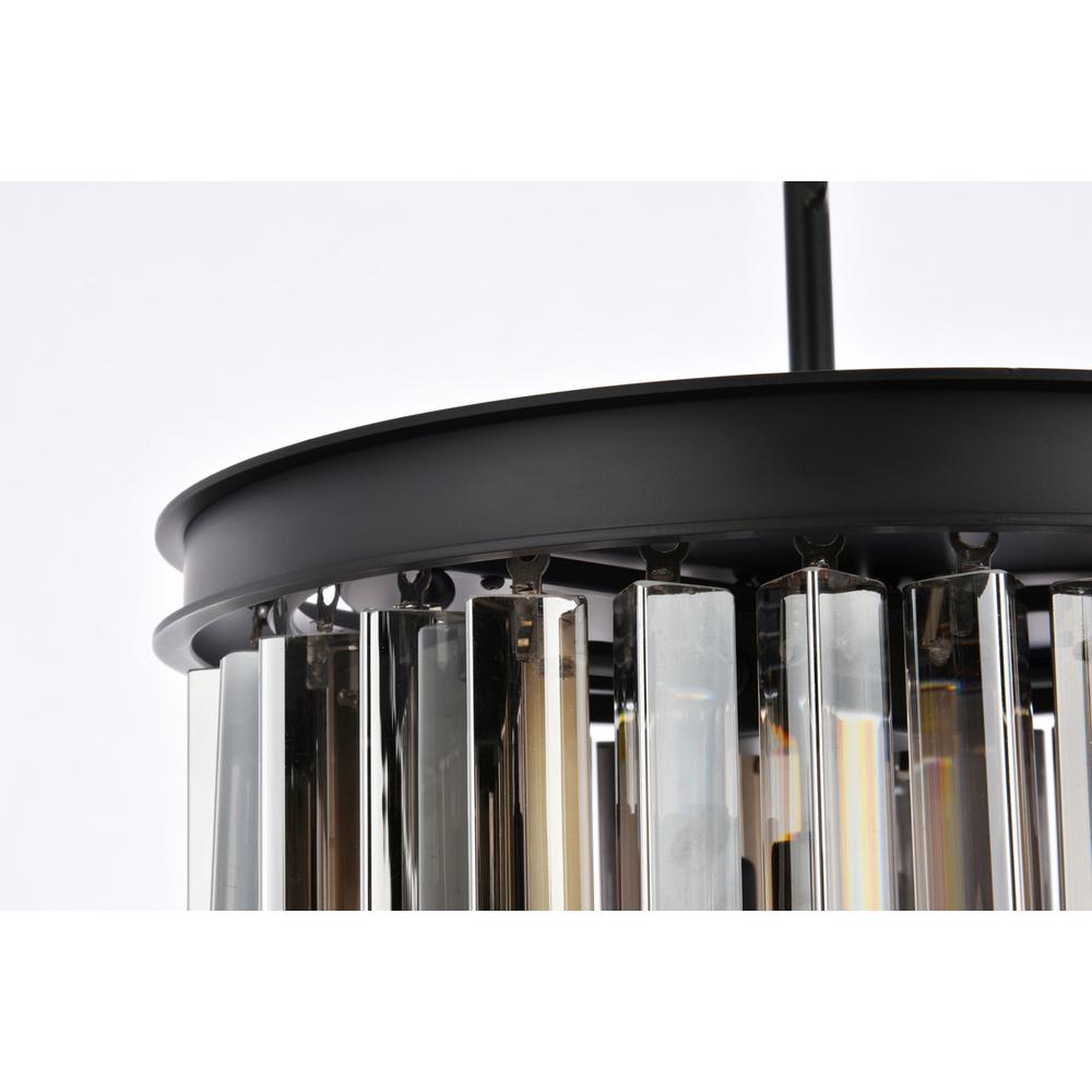 Sydney 3 light Matte Black Pendant Silver Shade (Grey) Royal Cut Crystal. Picture 4