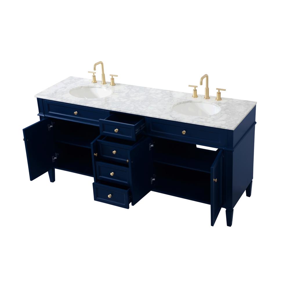 72 inch double bathroom vanity in blue. Picture 9