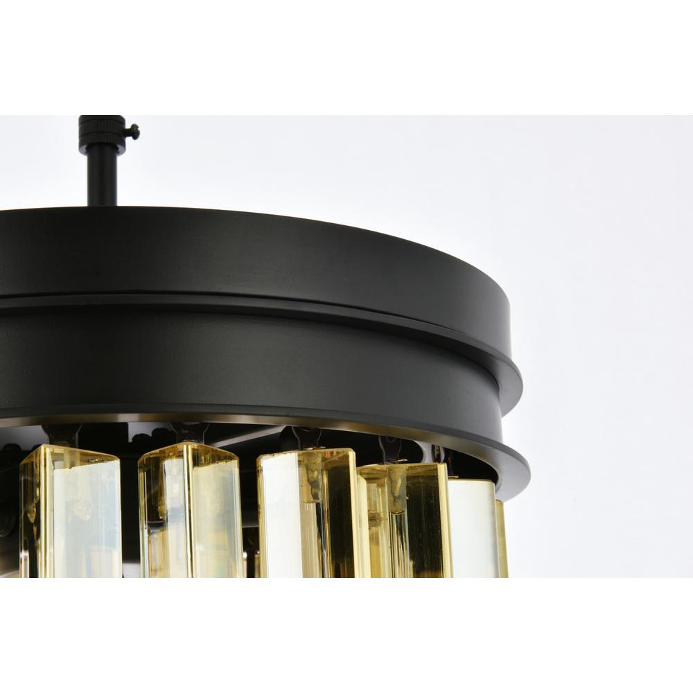 Sydney 3 light Matte Black Pendant Golden Teak (Smoky) Royal Cut Crystal. Picture 4