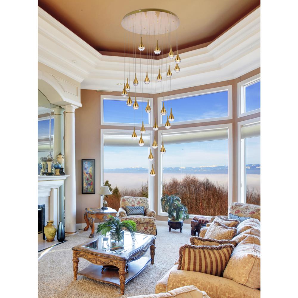 Amherst 42 inch LED chandelier in satin gold. Picture 8