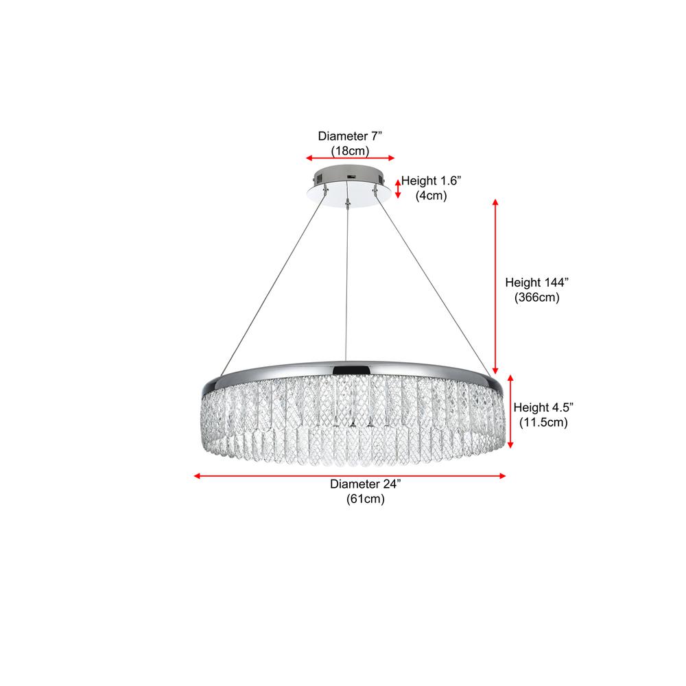 Rune 24 inch Adjustable LED chandelier in Chrome. Picture 10
