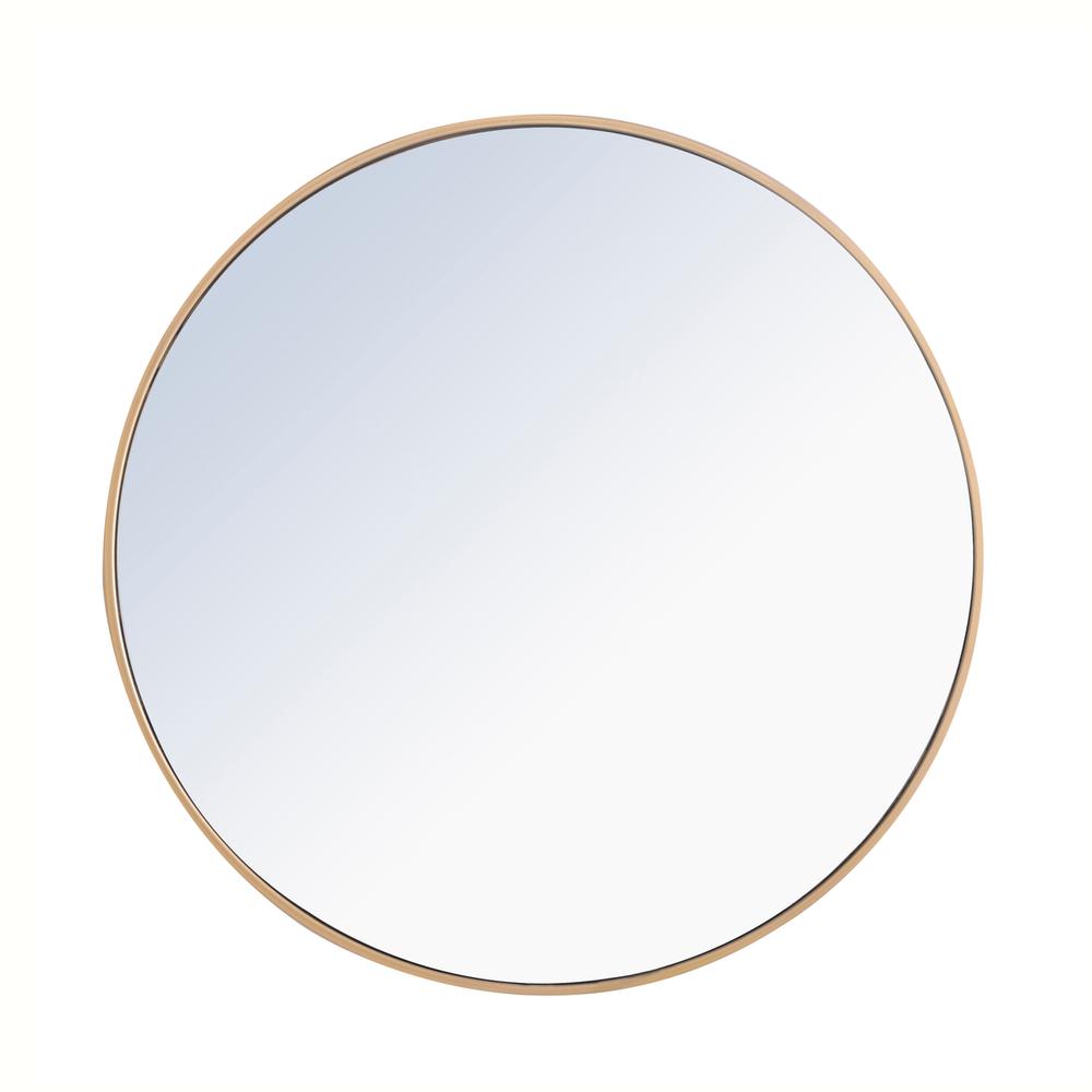 Metal frame Round Mirror 32 inch Brass finish. Picture 1