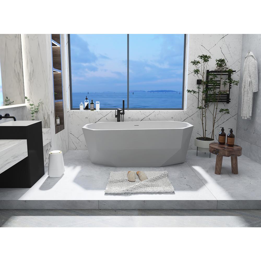 67 inch soaking diamond style bathtub in glossy white. Picture 14