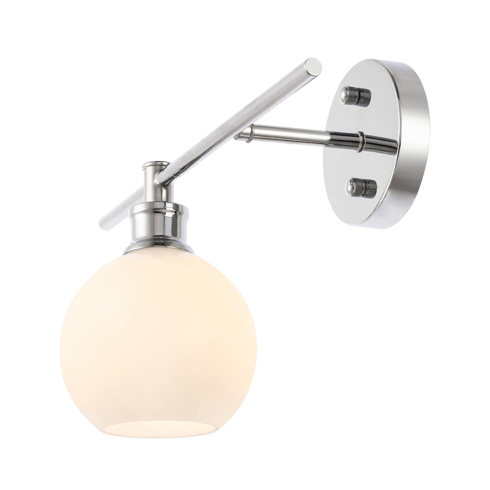 Collier 1 Light Chrome And Frosted White Glass Left Wall Sconce. Picture 7