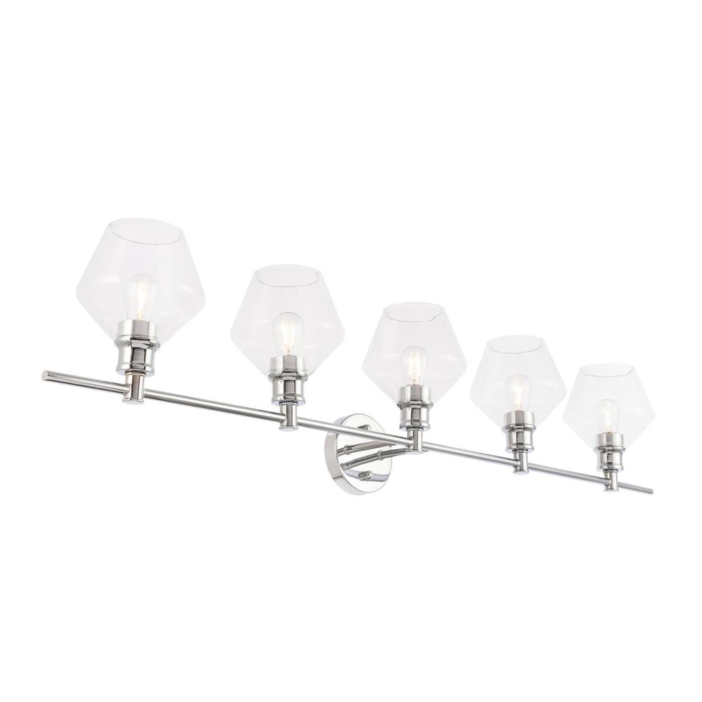 Gene 5 light Chrome and Clear  glass Wall sconce. Picture 7