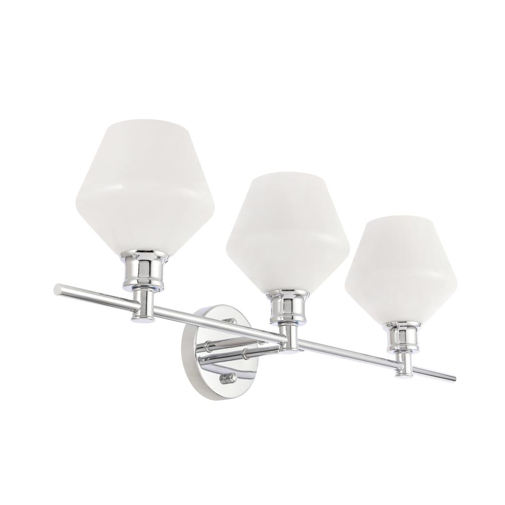 Gene 3 light Chrome and Frosted white glass Wall sconce. Picture 8