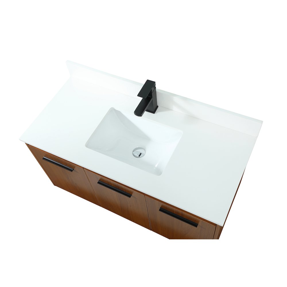 40 Inch Single Bathroom Vanity In Teak With Backsplash. Picture 11