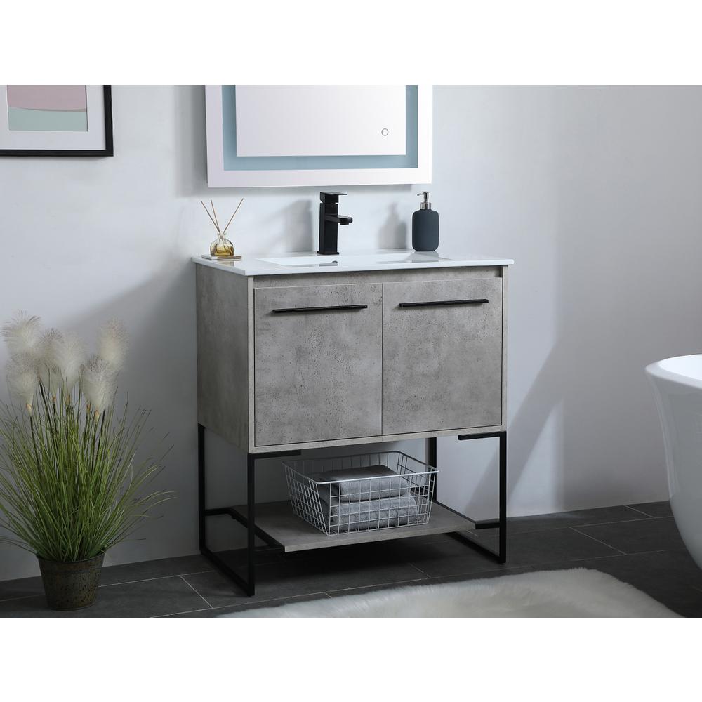 30 inch  Single Bathroom Vanity in Concrete Grey. Picture 2